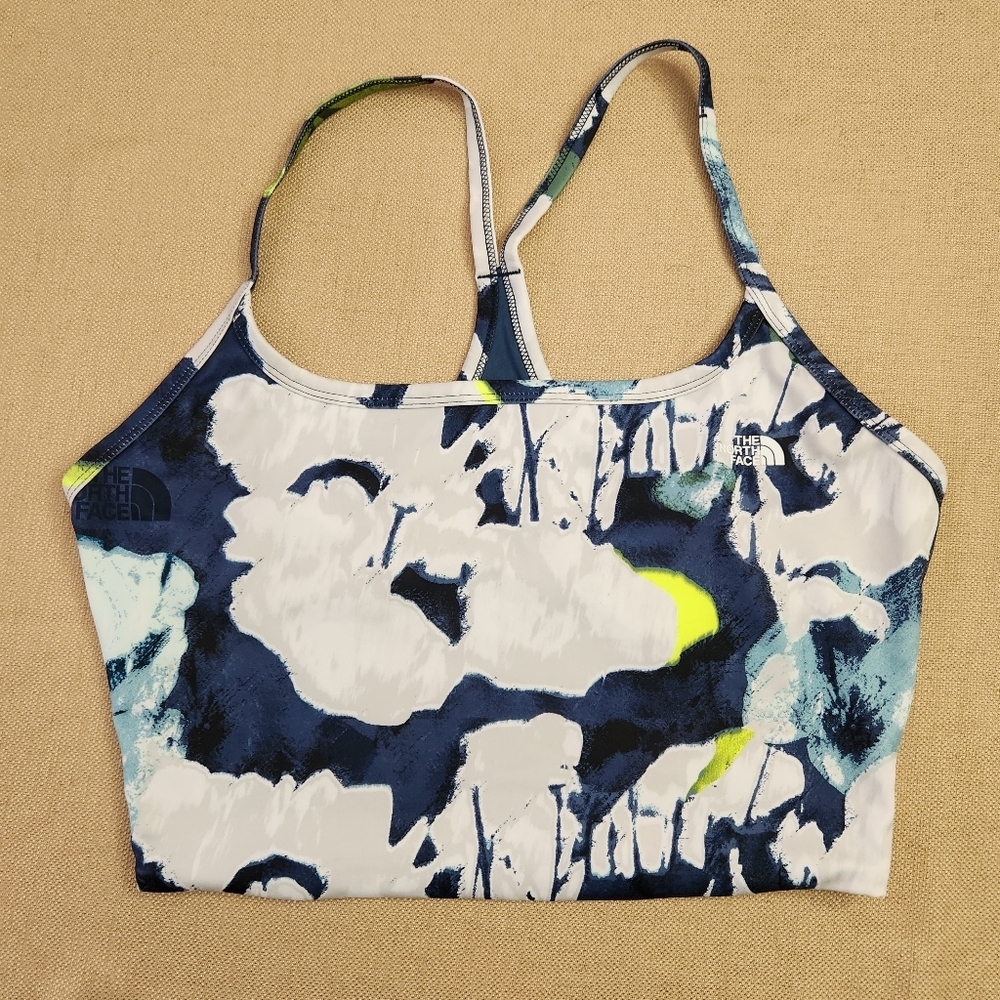 NWOT The North Face L Blue and white print racer back Tank cropped top